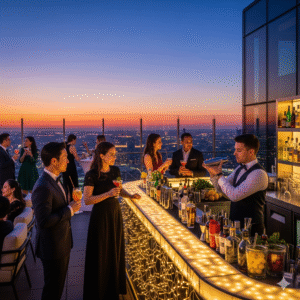 Evening cocktail event floral arrangement