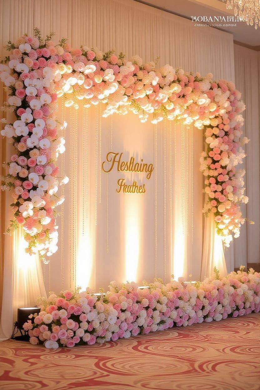 White theme wedding backdrop decoration with Elegant floral in moradabad | up