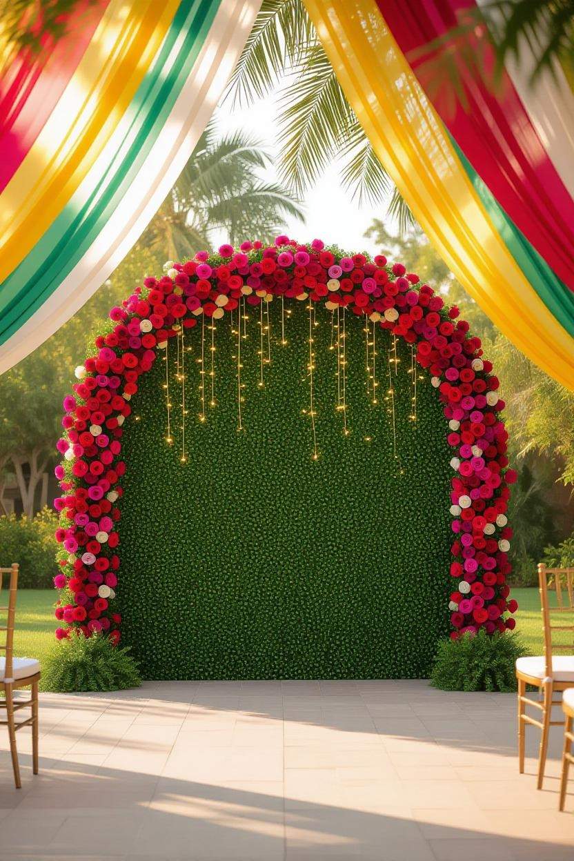 "Wedding back drop decoration with fresh flower in moradabad | up"