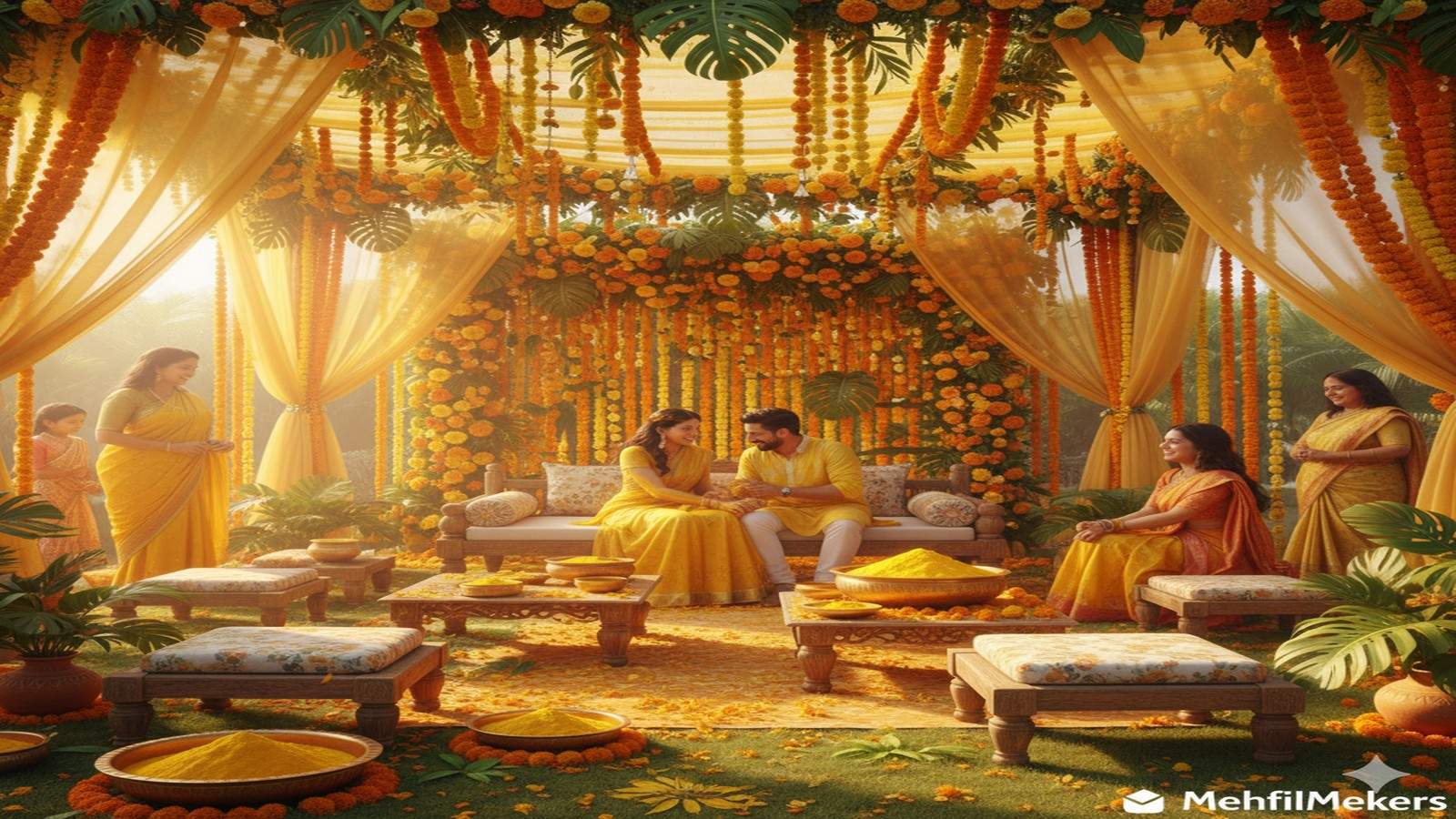 Haldi Decoration Ideas 2025 – Bright, Fun & Trendy Setups by MehfilMekers