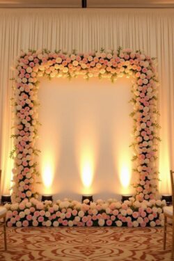Wedding stage backdrop & event decoration across moradabad and Up "Wedding flower backdrop decoration with lighting in moradabad | up