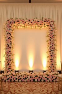 Wedding stage backdrop & event decoration across moradabad and Up "Wedding flower backdrop decoration with lighting in moradabad | up