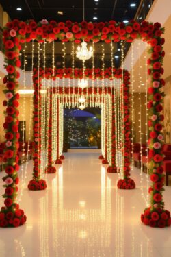 Wedding bride / Groom decoration with luxury event in moradabad & up Bride / Groom entry decoration elegant red theme